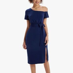 Grace Karin one shoulder, short sleeve midi pencil dress size Medium